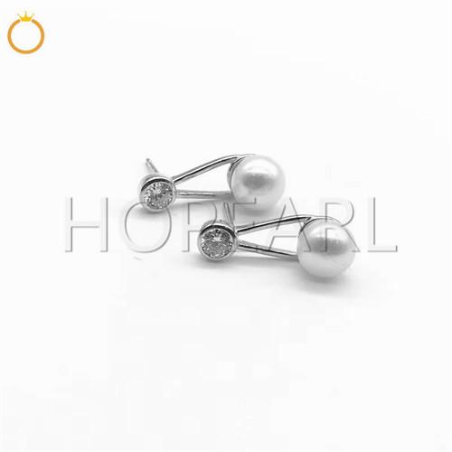 earring mounting without pearl cubic zirconia stud earrings accessory solid sterling silver CZ fine jewelry diy