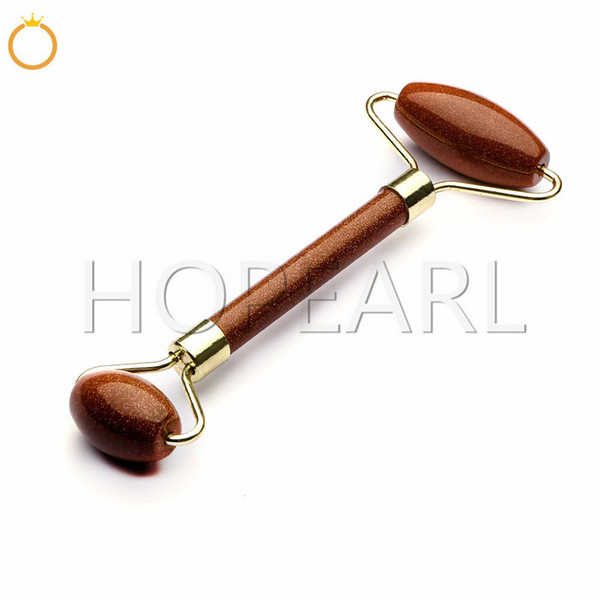 Goldstone Massage Reiki Healing Beauty Device Facial Roller Skincare Health Care Tools Natural Gold Sand Stone