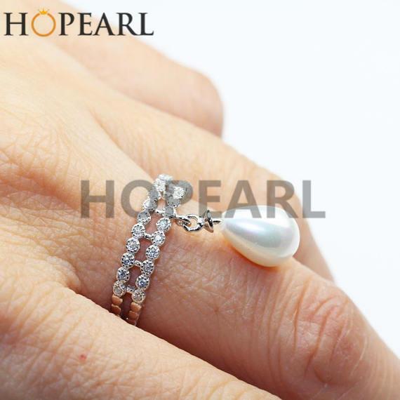 ring blank without pearl double layer cubic zirconia 925 sterling silver wedding valentine diy jewelry gift