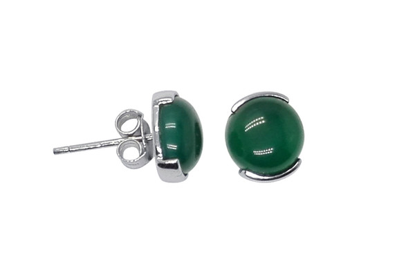 Fine Jewelry 100% Real 925 Sterling Silver Jewlery Stud Earrings with Green Agate Stone YH1005