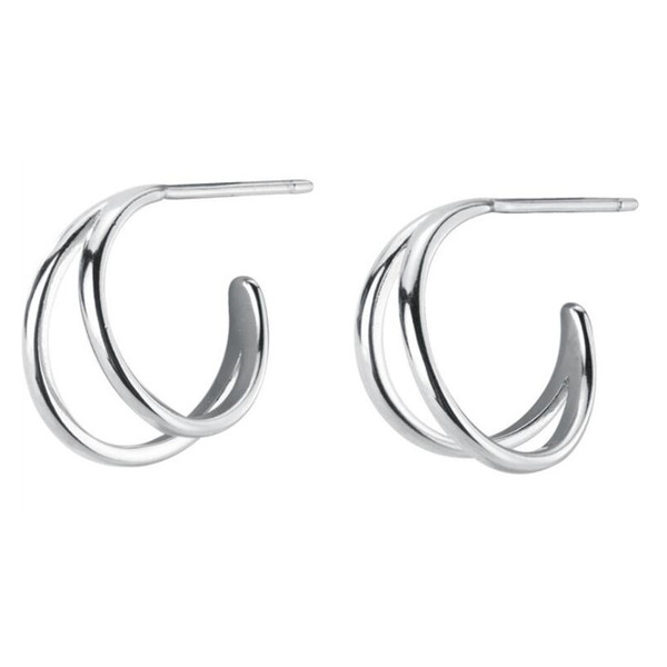 Fine Jewelry Hoop Earrings 100% 925 Sterling Silver Concise Earrings