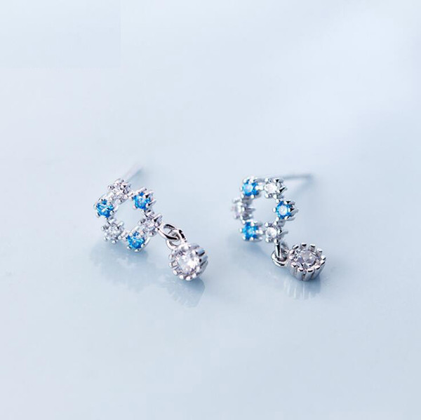 Wholesale Stud Earrings 100% Guaranteed Solid 925 Sterling Silver Stud Earrings with Cubic Zirconia 5pcs/lot yh5111