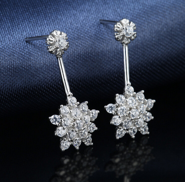 Wholesale Zircon Stud Earrings 100% Guaranteed Solid 925 Sterling Silver Stud Earring Pave Setting Zircons YH4224