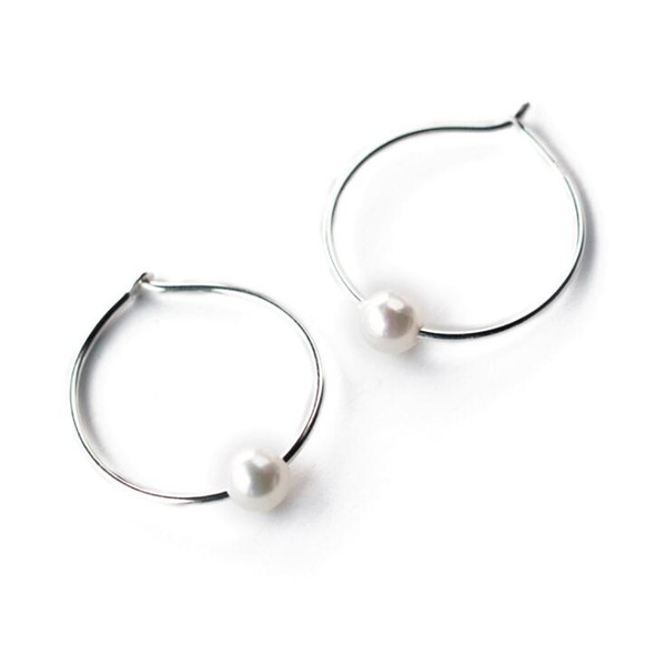 Wholesale Hoop Earrings 100% Guaranteed Solid 925 Sterling Silver Hoop Earrings with Shell Pearl yh5114