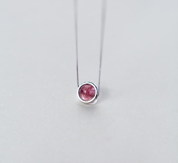 Wholesale Planet Guardian Ball Necklace 925 Sterling Silver Pendants Necklaces Chain with Pink Strawberry Crystal Stone yh5019