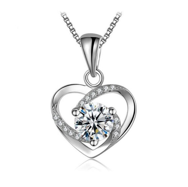 Wholesale Heart Style Pendant 100% Guaranteed Real 925 Sterling Silver Pendants with Cubic Zirconia