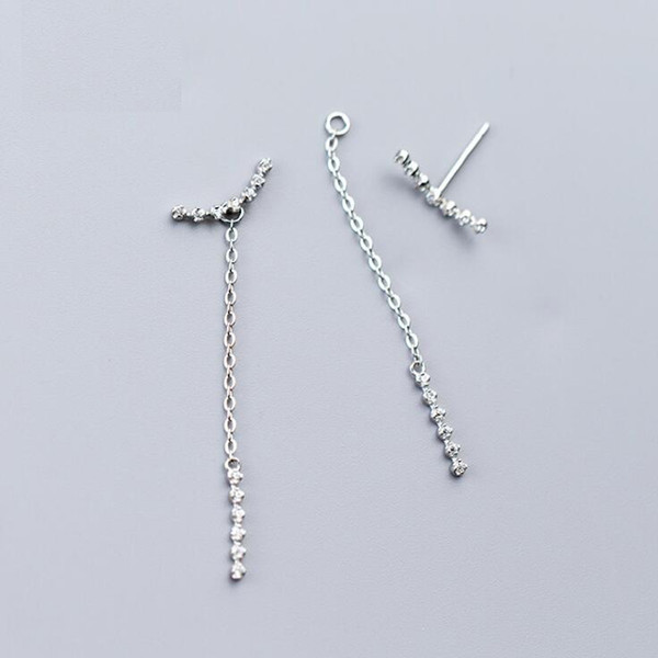 Wholesale Front Back Earrings Post-hanging Earrings Solid 925 Sterling Silver Drop Earrings with Cubic Zirconia yh5202