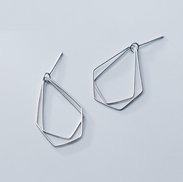 Wholesale Irregular Pentagonal Geometry Drop Earrings 100% Guaranteed Solid 925 Sterling Silver Drop Earrings yh5072