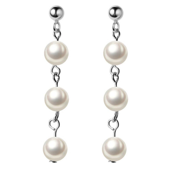 Wholesale Dangle Silver Earrings 925 Sterling Silver Earrings with Shell Pearl Dangle Earrings