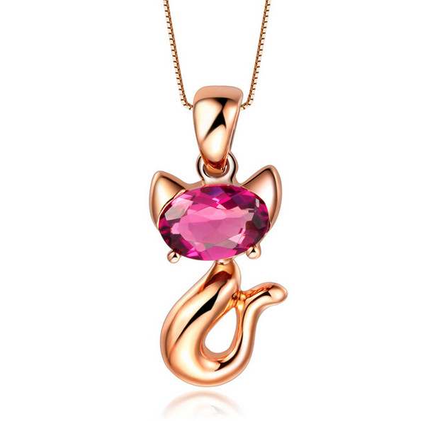 Wholesale Cat Shape Rose Gold Plated Silver Pendant 100% Guaranteed Solid 925 Sterling Silver Pendant With Cubic Zirconia yh4254