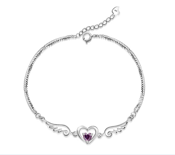 Wholesale Fine Jewelry Cubic Zriconia Silver Heart Bracelet 100% Guaranteed Solid 925 Sterling Silver Bracelet YH4204