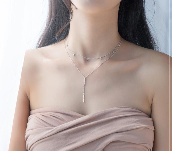 Wholesale Choker Silver Necklace 925 Sterling Silver Pendants Necklaces Chain with cz yh5028