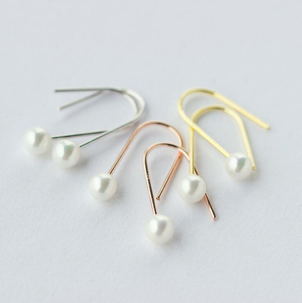 Wholesale Drop Earrings 100% Guaranteed Solid 925 Sterling Silver Drop Earrings with Shell Pearl 5pcs/lot