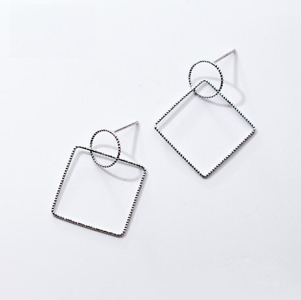 Wholesale Simple Geometric Square Drop Earrings 100% Guaranteed Solid 925 Sterling Silver Drop Earrings yh5072