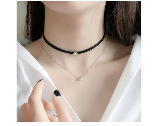 Wholesale Cubic Zriconia Pendant Necklace Choker Pendants Necklaces 100% Real 925 Sterling Silver Chain YH2121