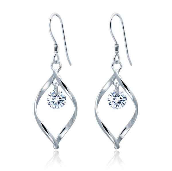 Wholesale Drop Earrings 100% Guaranteed Solid 925 Sterling Silver Drop Earrings With Cubic Zirconia Stone 3pcs/lot