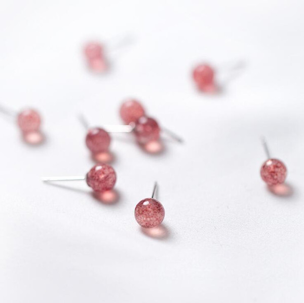 Wholesale Stud Earrings 100% Guaranteed Solid 925 Sterling Silver Stud Earrings With Strawberry Crystal Stone 10pcs/lot