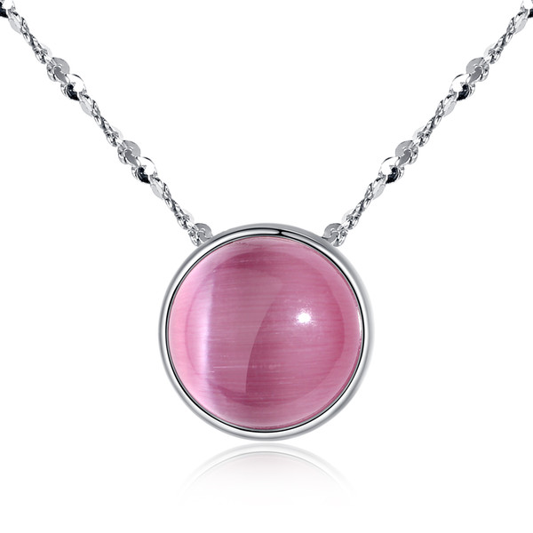 Silver Necklace 925 Sterling Silver Pendants Necklaces Chain with Pink Opal Stone yh5018