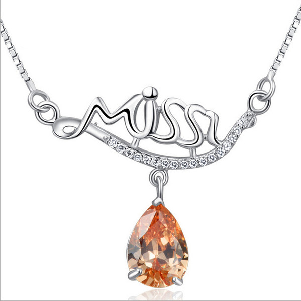 Wholesale Cubic Zriconia Pendant Necklace 100% Guaranteed Solid 925 Sterling Silver Pendant Necklace Pave Setting Zircons YH4398