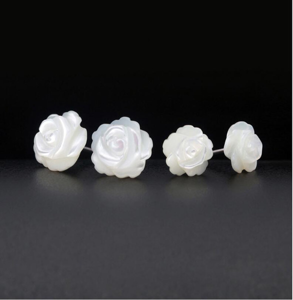 Wholesale Rose Flower Shell Stud Earrings 100% Guaranteed Solid 925 Sterling Silver Stud Earrings yh5122