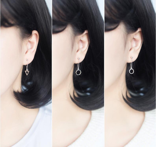 Wholesale Geometry Drop Earrings 100% Guaranteed Solid 925 Sterling Silver Drop Earrings 5pcs/lot yh5072