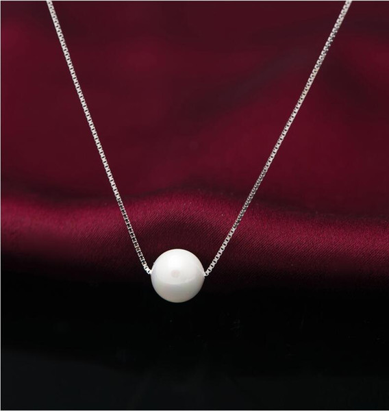 Wholesale Silver Necklace 925 Sterling Silver Pendants Necklaces Chain with Shell Pearl yh5088