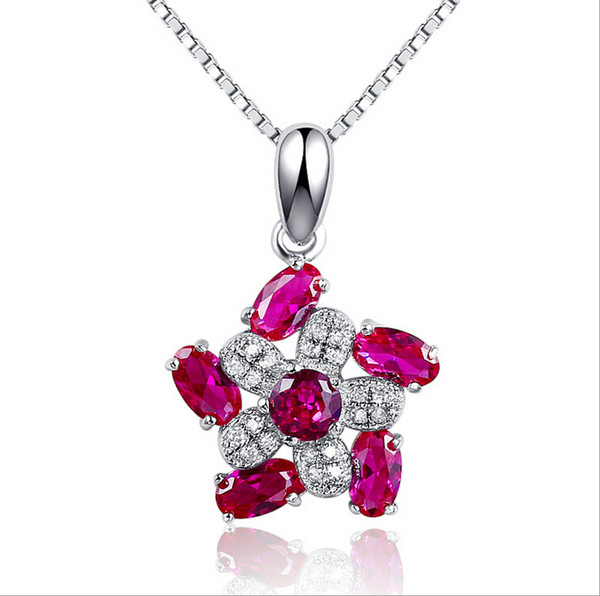 Wholesale Flower Shape Jewelry Silver Pendant 100% Guaranteed Solid 925 Sterling Silver Pendant With Cubic Zirconia yh4250