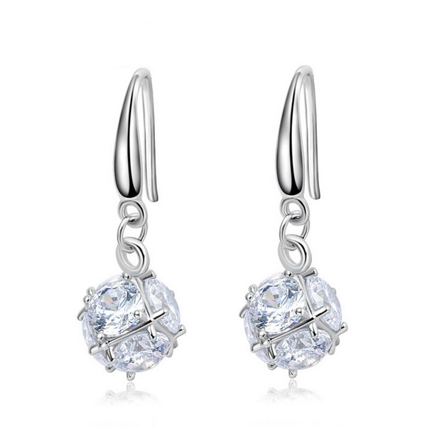 Wholesale Fine Jewelry Silver Drop Earrings 100% Pure 925 Sterling Silver Earrings with stone YH4644