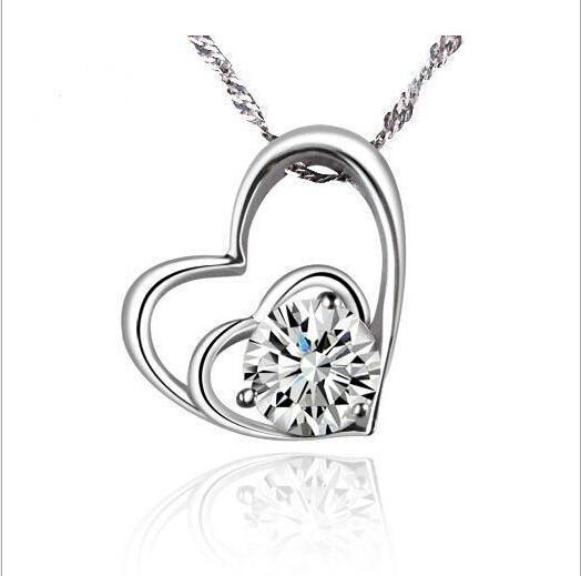 Wholesale Heart Shape Jewelry Silver Pendant 100% Guaranteed Solid 925 Sterling Silver Pendant With Cubic Zirconia yh4251