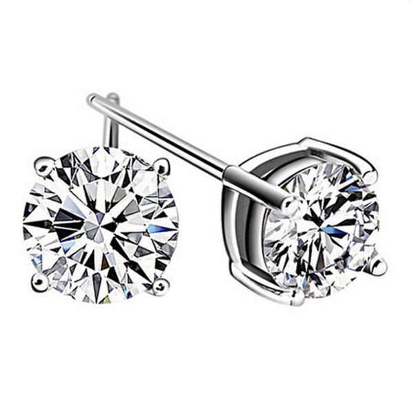 Wholesale 4 Claw Cubic Zriconia Stud Earrings 100% Guaranteed Solid 925 Sterling Silver Stud Earring With Zircons YH4222