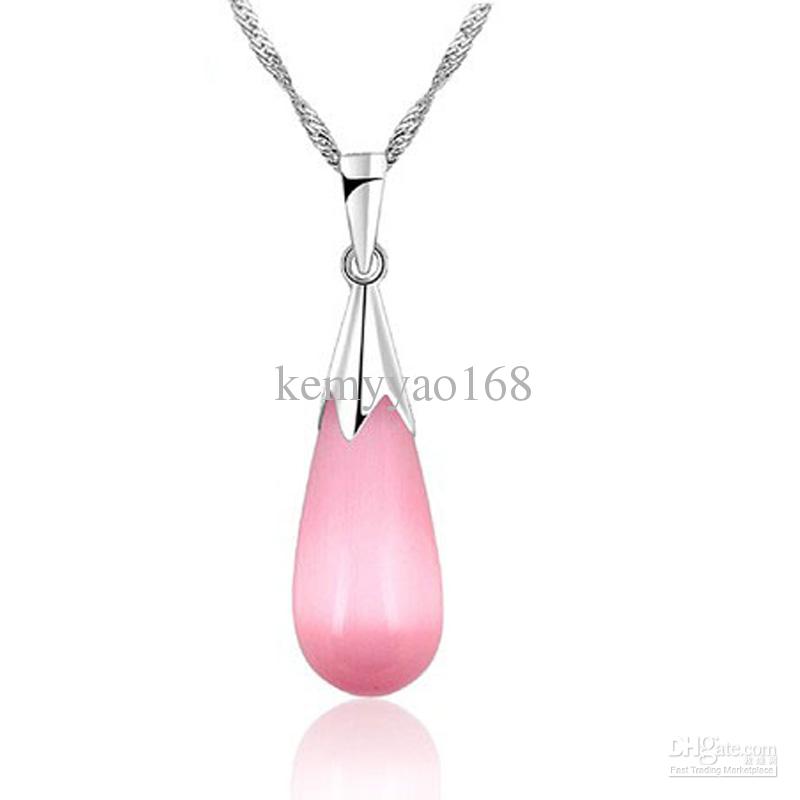 Fine Jewelry 100% Guaranteed Real Solid 925 Sterling Silver Jewelry Pendant With Pink Opal Stone YH2035