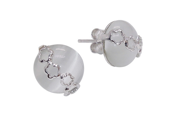 Fine Jewelry 100% Real 925 Sterling Silver Stud Earrings with White Opal Stone Silver Earrings YH1040