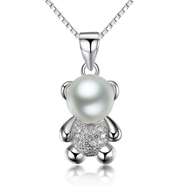 Wholesale Bear Shape Jewelry Silver Pendant 100% Guaranteed Solid 925 Sterling Silver Pendant With Monther Pearl yh4313