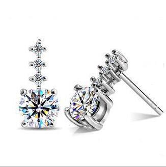 Wholesale AAA Zircon Stud Earrings 100% Guaranteed Solid 925 Sterling Silver Stud Earring Pave Setting Zircons YH4293