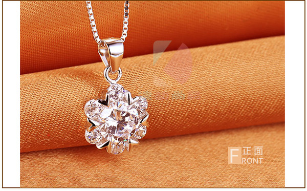 lingdong Beautiful snowflakes dancing pendant 2016 new 925 Sterling Silver Chain Necklace Jewelry box gift for Valentine's Day Free shipping