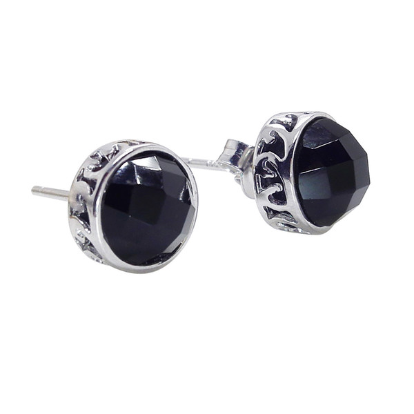 Fine Jewelry 100% Real 925 Sterling Silver Stud Earrings With Blacek Agate Stone For Women& Men Earrings YH1007