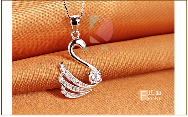 lingdong Beautiful little swan pendant 2016 new 925 Sterling Silver Chain Necklace Jewelry box gift for Valentine's Day Free shipping