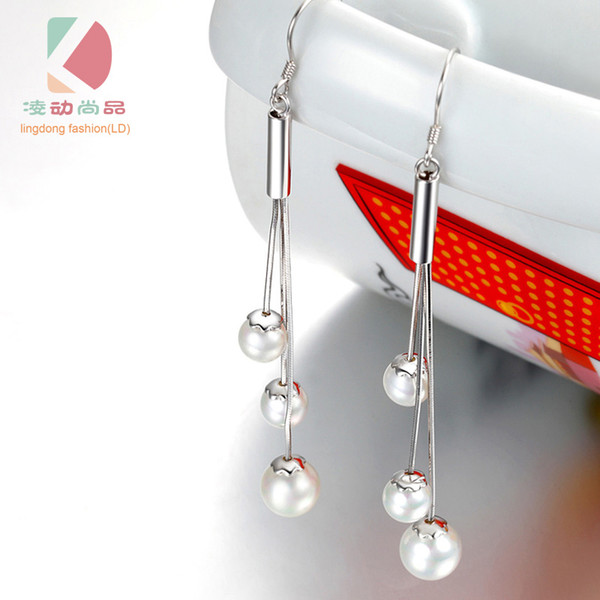 lingdong Real Freshwater pearl stud silver pendant for women nice girl with big pearl earring silver sterling fine jewelry birthday gift