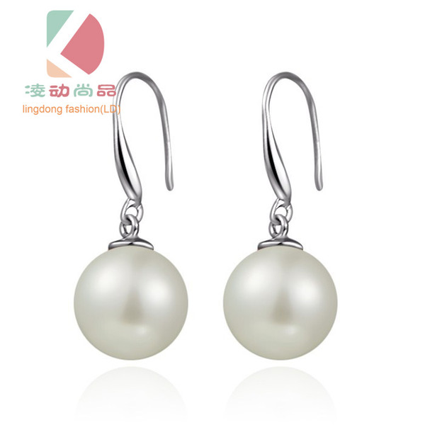 lingdong fashion brand 925 Sterling Silver Pearl Earrings Korean style Women Earrings gift Anti allergy Earrings free shipping