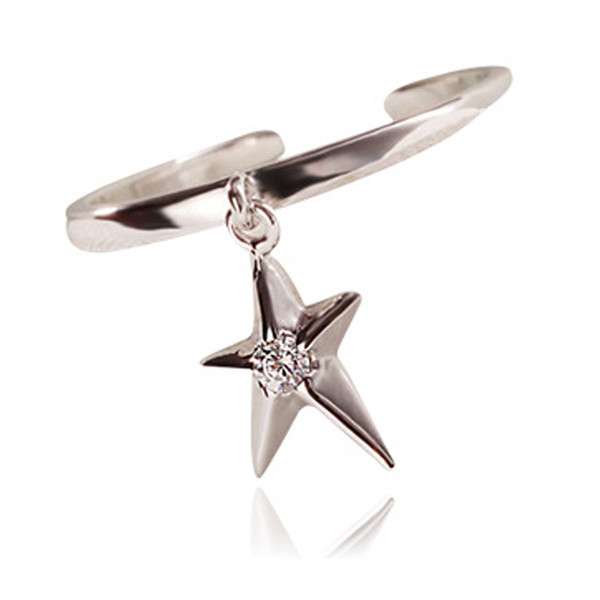 lingdong fashion brand S925 Silver Star open ring Fashion five - pointed star ring Creative silver gift wholesale free shipping