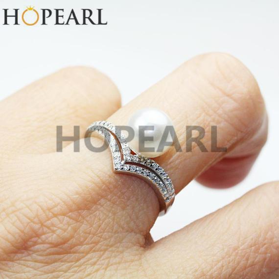 ring blank without pearl cubic zirconia stone band 925 sterling silver ring findings wedding engagement jewelry