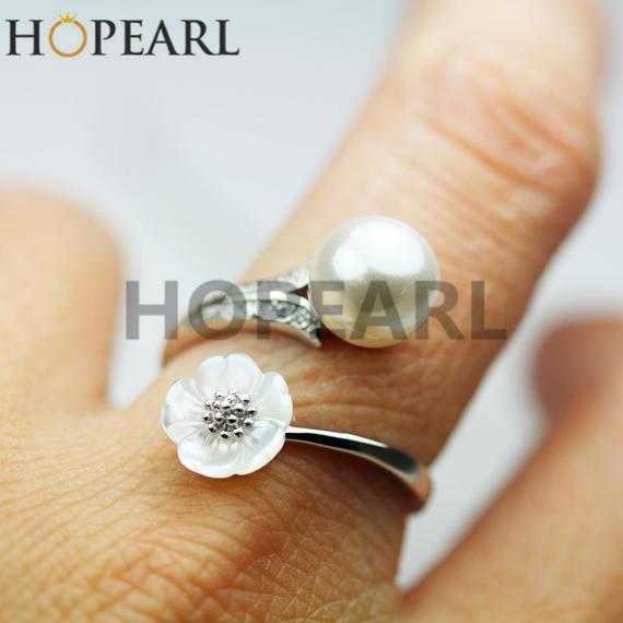 ring blank without pearl 925 sterling silver pearl jewelry ring accessory white flower designs for women