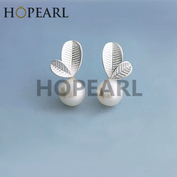 earring blank without pearl double leaves cute design earrings findings 925 sterling silver fine jewelry diy