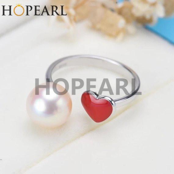 ring accessory little red heart 925 sterling silver ring blank without pearl girls statement jewelry diy