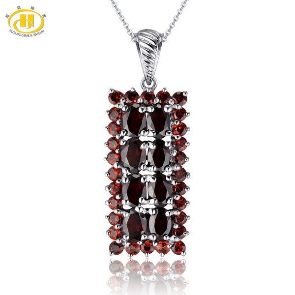 Hutang Red Garnet Pendant 7.26ct Natural Gemstone Solid 925 Sterling Silver Necklace Fine Fashion Stone Jewelry For Best Gift