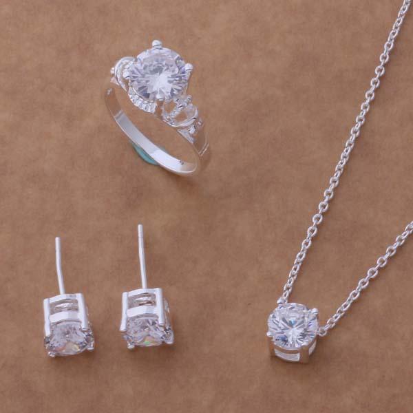 AS045 Hot 925 sterling silver Jewelry Sets Earring 183 + Necklace 586 + Ring 083 /acbaitia aioaizva