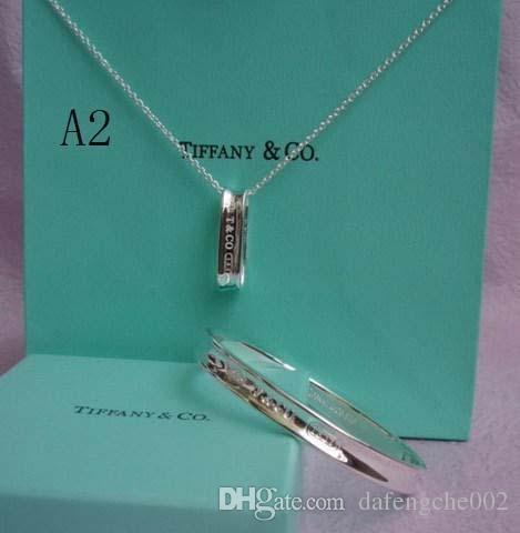 Free Shipping 2018 Hot tiffany925 Silver fashion jewelry necklace and bracelet + earringoriginal packaging gift boxes N2 Set Hot