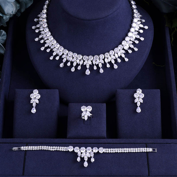 jankelly Hotsale African 4pcs Bridal Jewelry Sets New Fashion Dubai Full Jewelry Set For Women Wedding Party Accessories Design