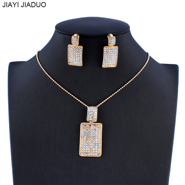 jiayijiaduo Dubai women's jewelry wedding jewelry set necklace earrings set crystal pendant gift