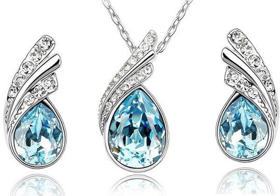 10sets austrian crystal jewelry set 925 sterling silver P jewelry set with diamonds necklace and a pair of earrings Swarovski Crystal